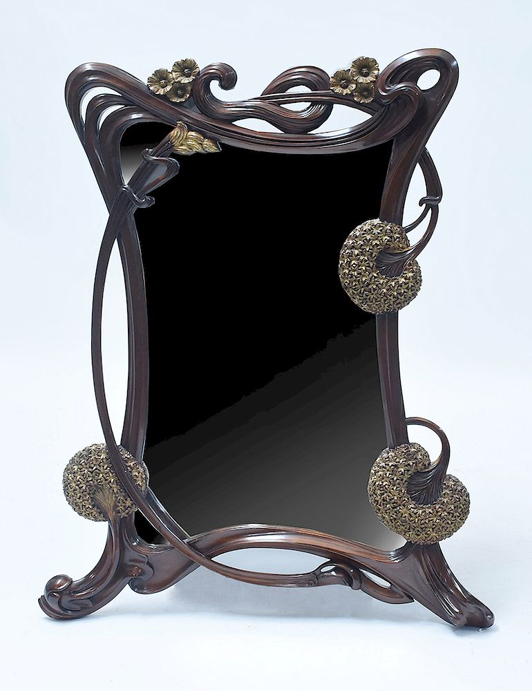 Appraisal: Carved and gilt mahogany Art Nouveau style mirror Carved and