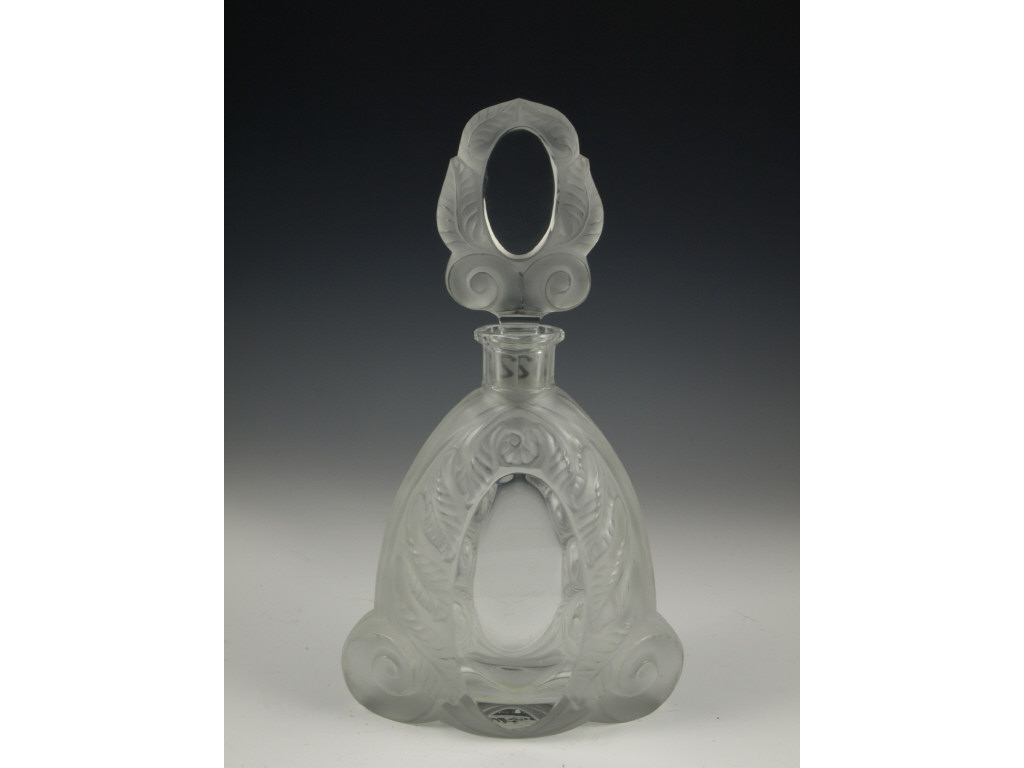 Appraisal: Lalique Style Frosted Art Glass Decanter mold blown and cut