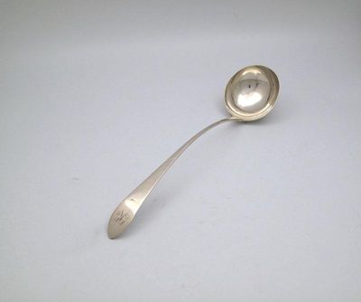 Appraisal: A George III silver Old English point pattern soup ladle