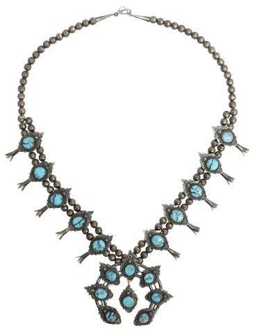 Appraisal: Native American sterling silver squash blossom necklace Fritson Toledo Navajo