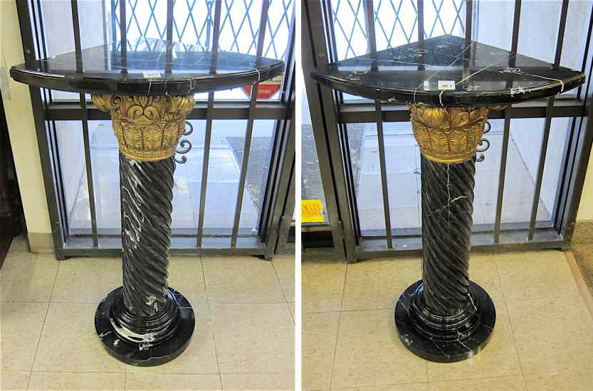 Appraisal: A PAIR OF ORMOLU AND BLACK ITALIAN PORFIDO MARBLE CORNER