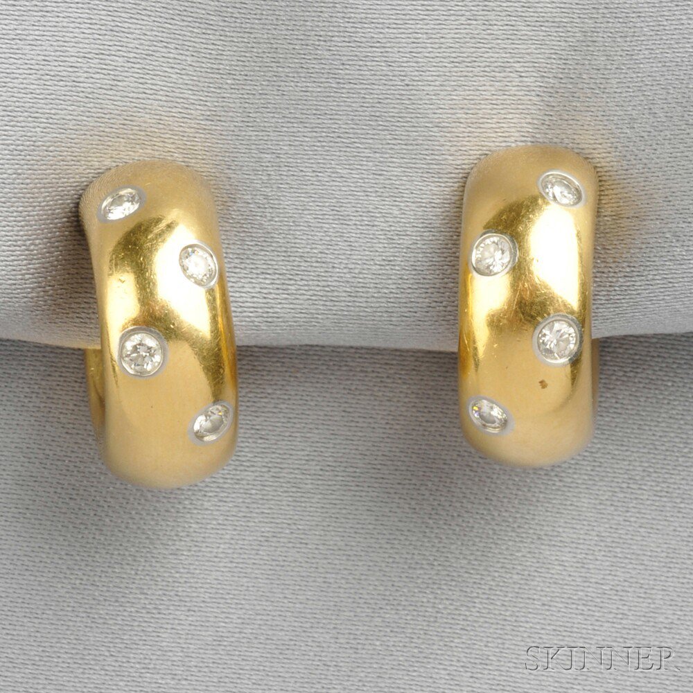 Appraisal: kt Gold and Diamond Etoile Earrings Tiffany Co each set