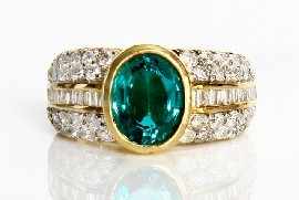 Appraisal: A ct gold green stone and diamond ring estimated total