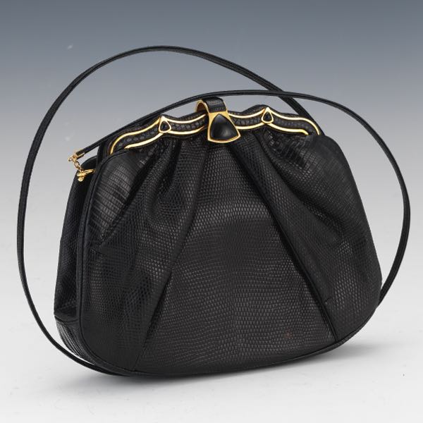 Appraisal: JUDITH LEIBER BLACK LEATHER SHOULDER BAG WITH ACCESSORIES x x