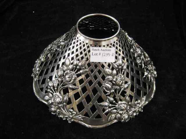 Appraisal: Shreve Co Sterling Silver Lamp Shade lattice floral '' diameter