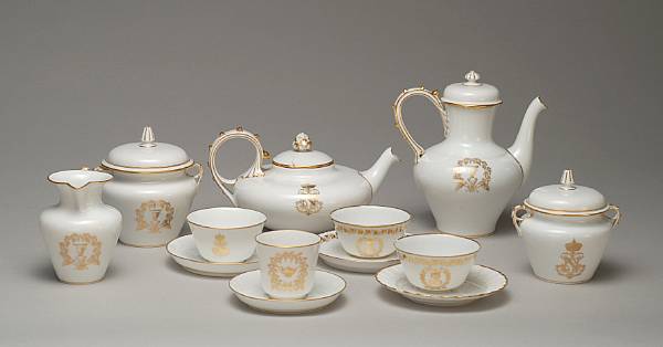 Appraisal: An assembled Sevres style porcelain tea and coffee service second