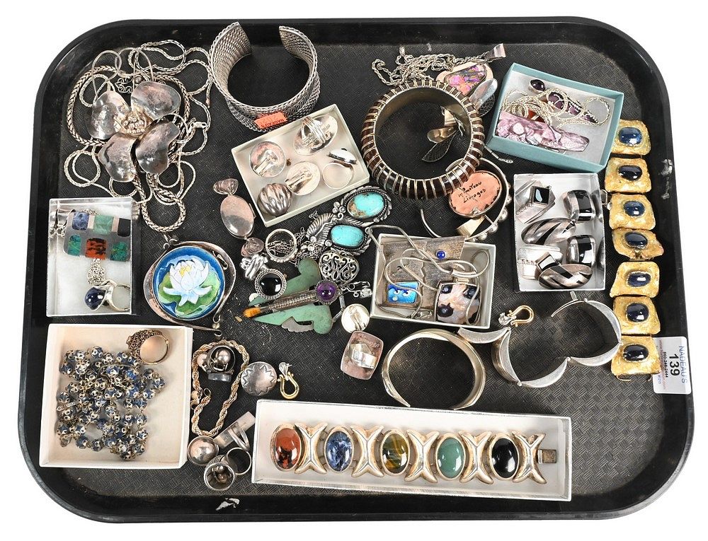 Appraisal: Tray Lot of Sterling Silver Jewelry to include a bracelet