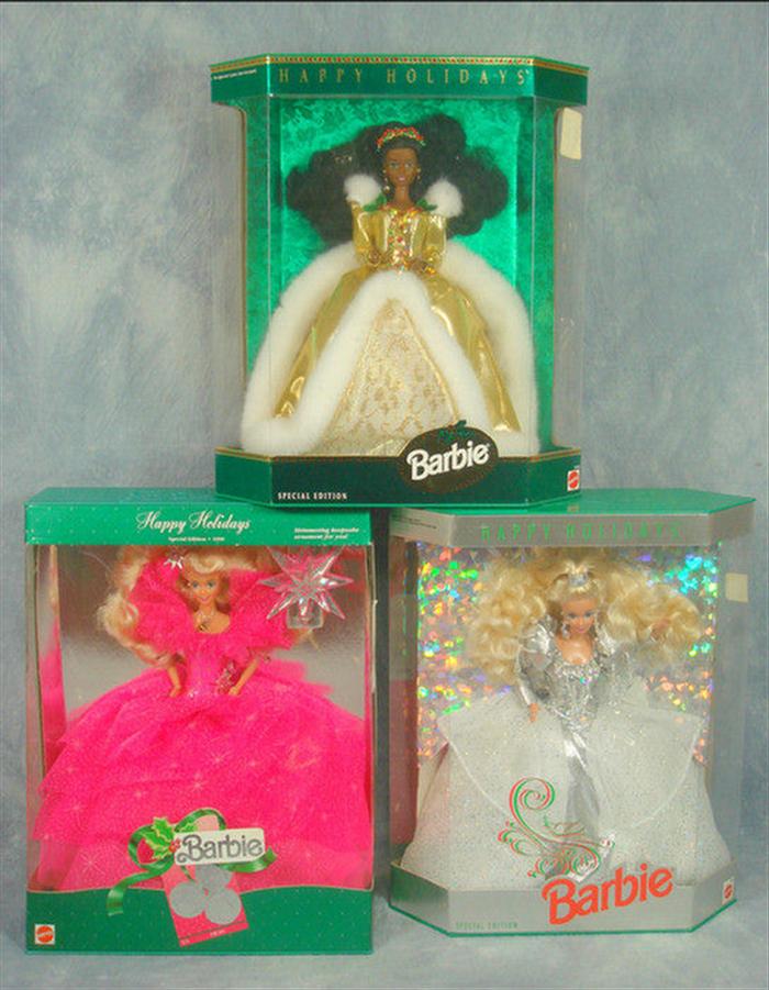 Appraisal: Lot of Holiday Barbie Dolls Mint in original boxes never