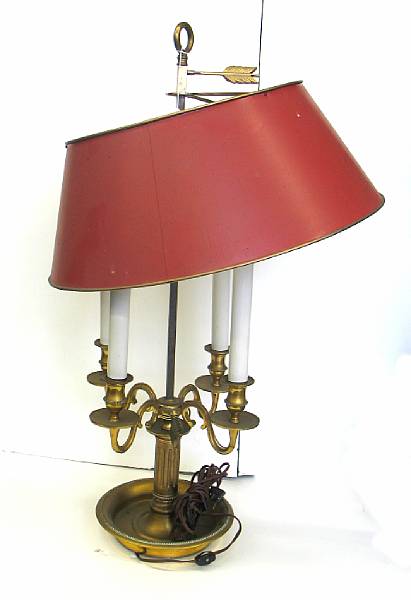 Appraisal: A gilt bronze and t le four light bouillotte lamp