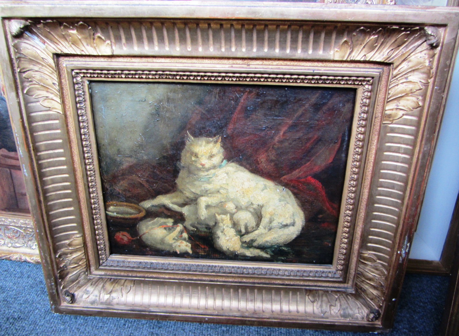 Appraisal: French School early th century Cat and kittens oil on