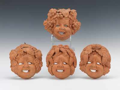 Appraisal: Four Italian Terracotta Seasons Masks Four molded terracotta masks depicting