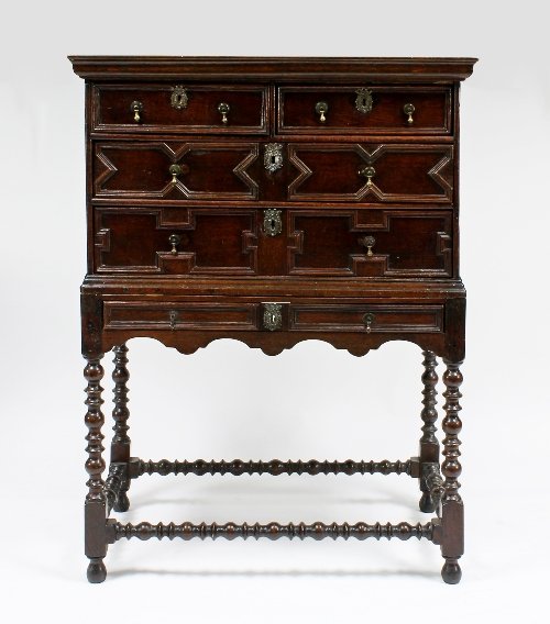 Appraisal: An oak chest on stand of th Century design the