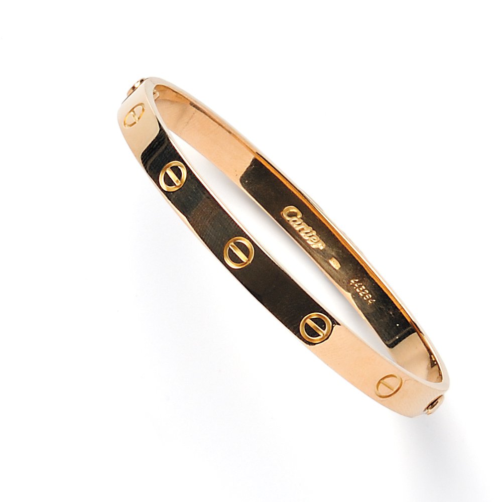 Appraisal: kt Gold Love Bracelet Cartier with screw motifs interior cir