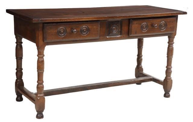 Appraisal: French Provincial walnut table early th c rectangular top fitted