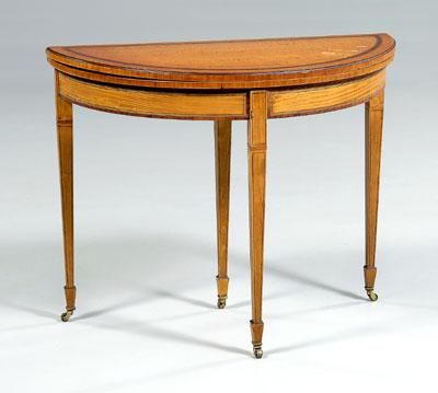 Appraisal: George III style inlaid games table rosewood-banded satinwood top opening