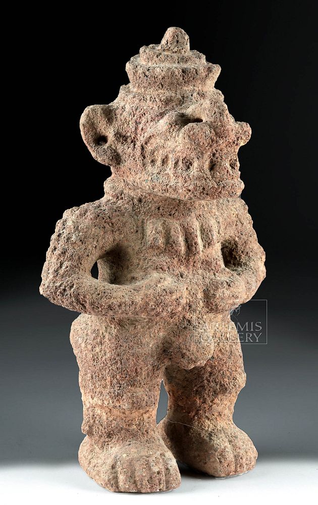 Appraisal: Costa Rican Stone Deity Shaman - Crocodilian Pre-Columbian Costa Rica