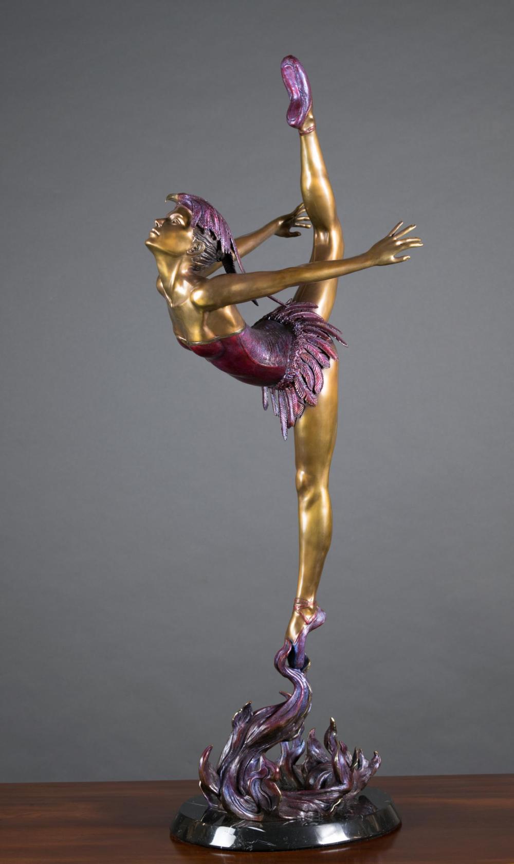 Appraisal: JERRY JOSLIN Oregon - bronze sculpture Firebird ballet dancer with