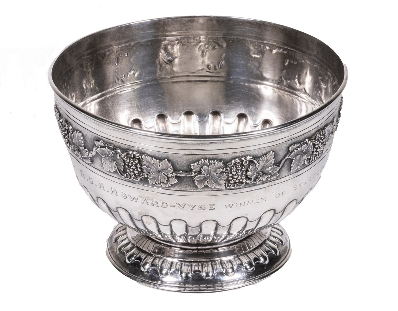 Appraisal: SILVER PUNCH BOWL WITH ETON STEEPLECHASE TROPHY PRESENTATION English Sterling