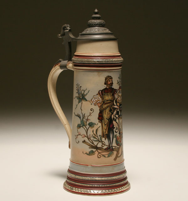 Appraisal: Tall hand painted beer stein depicting guild member in craft