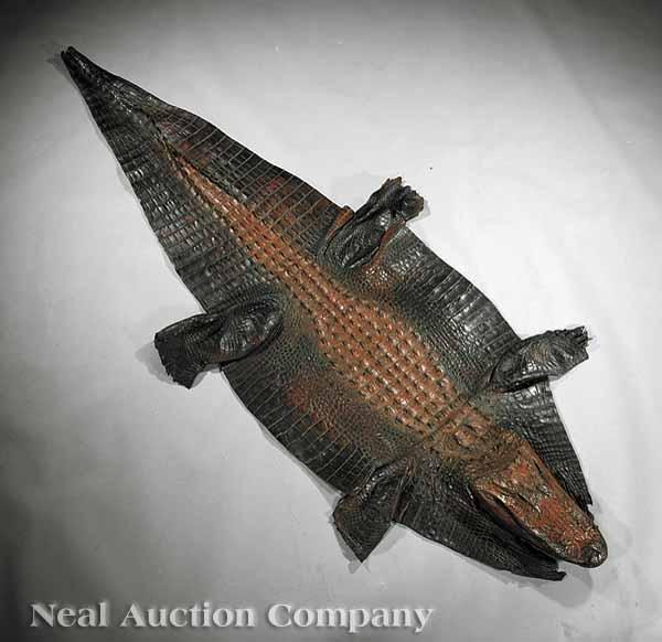 Appraisal: An Antique Alligator Pelt complete with head and teeth length