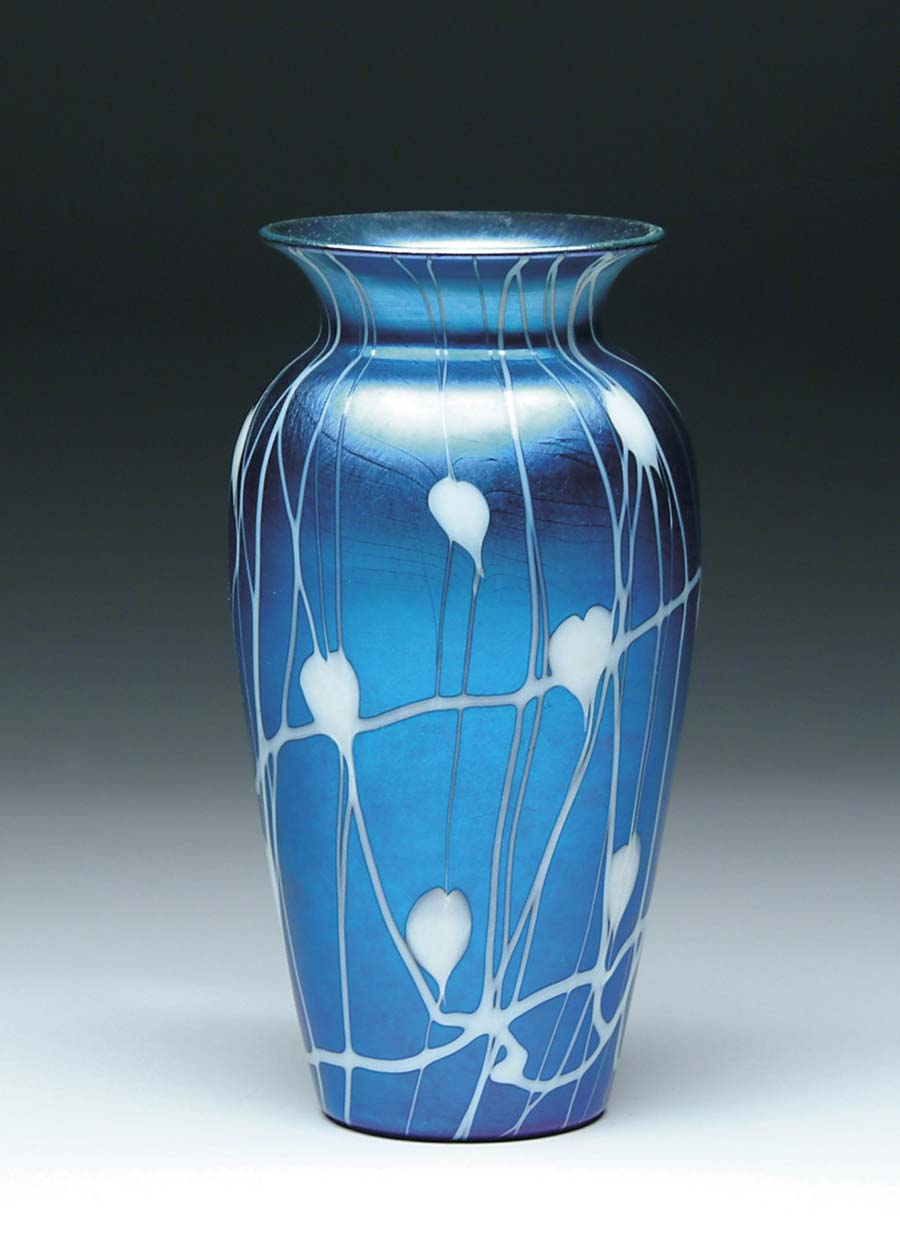 Appraisal: DURAND DECORATED VASE Exceptional Durand vase has white heart and