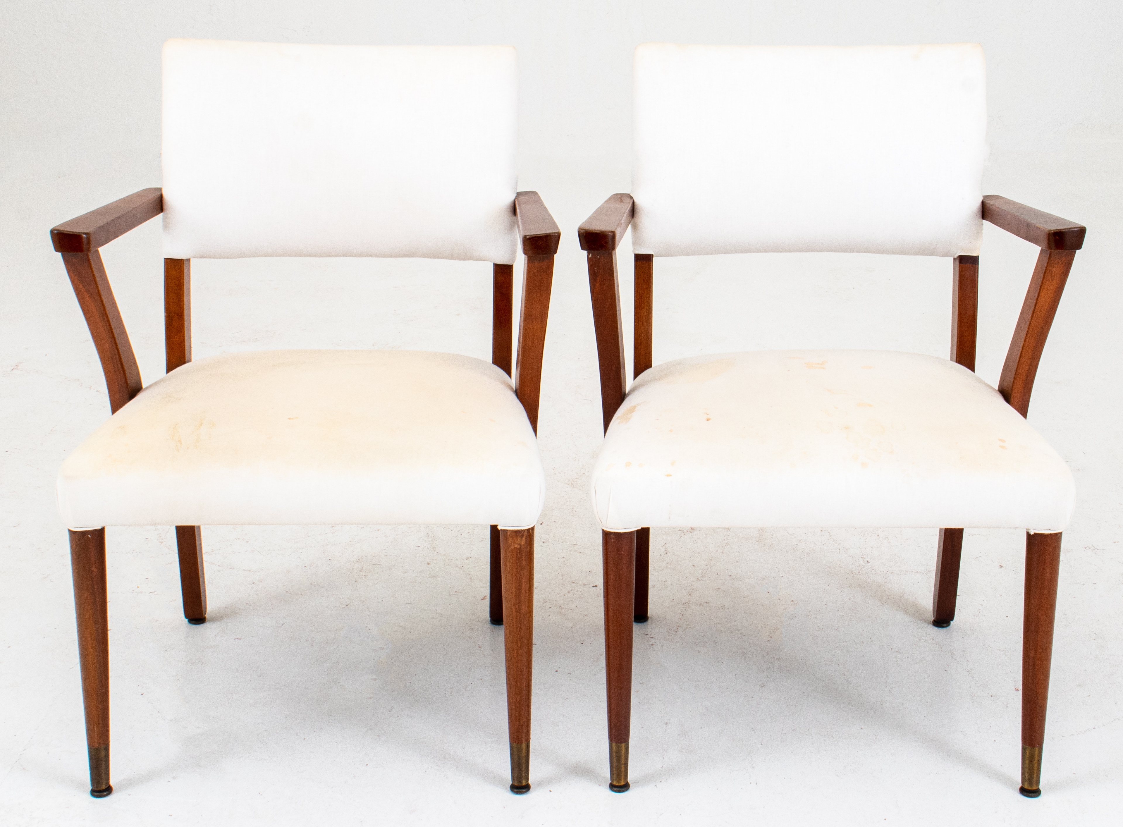 Appraisal: MID-CENTURY MODERN WOODEN ARMCHAIRS PAIR Pair of Mid-Century Modern hardwood