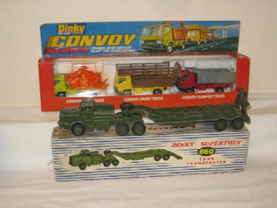 Appraisal: Convoy Skip Truck three vehicle set boxed E and Tank