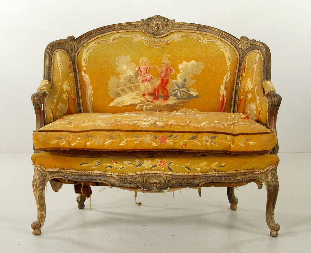 Appraisal: - th C French Settee th century French settee with