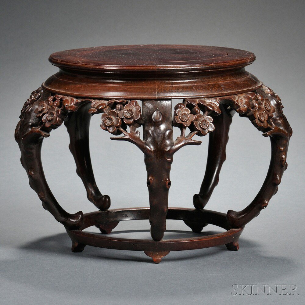 Appraisal: Miniature Wood Stand China circular with five curvilinear branch-form supports