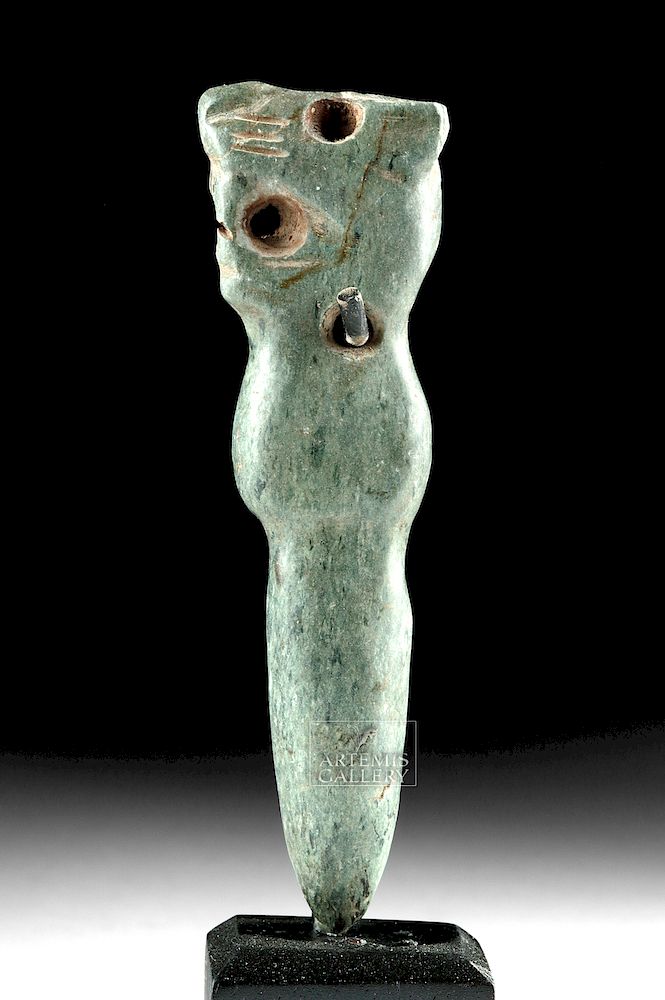 Appraisal: Maya Greenstone Jaguar Piercer Pre-Columbian Mexico and northern Central America