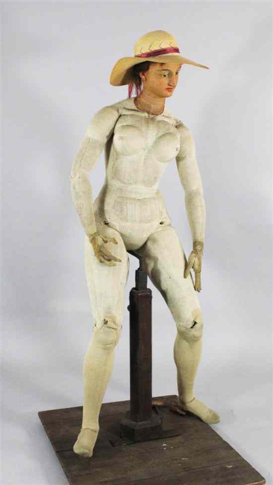 Appraisal: An early th century lifesize fabric covered lay figure with