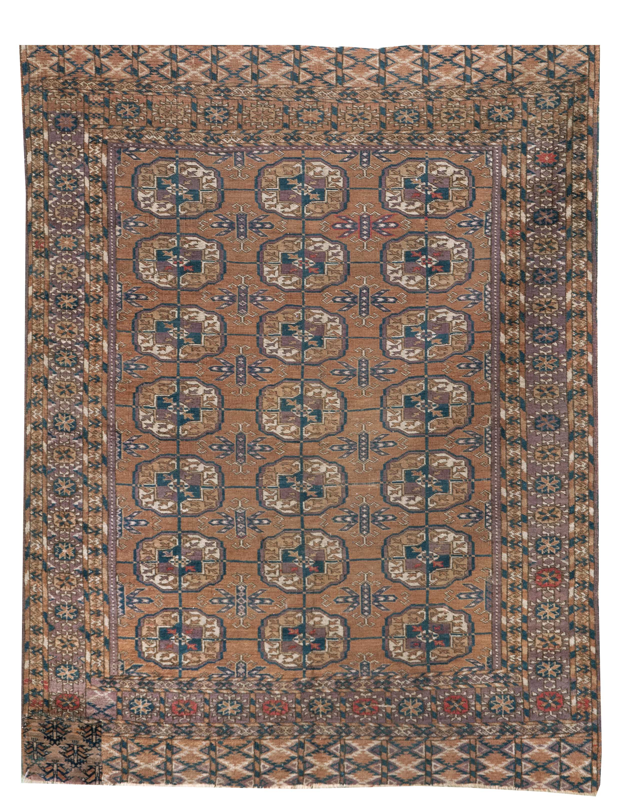 Appraisal: ORIENTAL RUG BOUKARA ' x ' Three columns of quartered