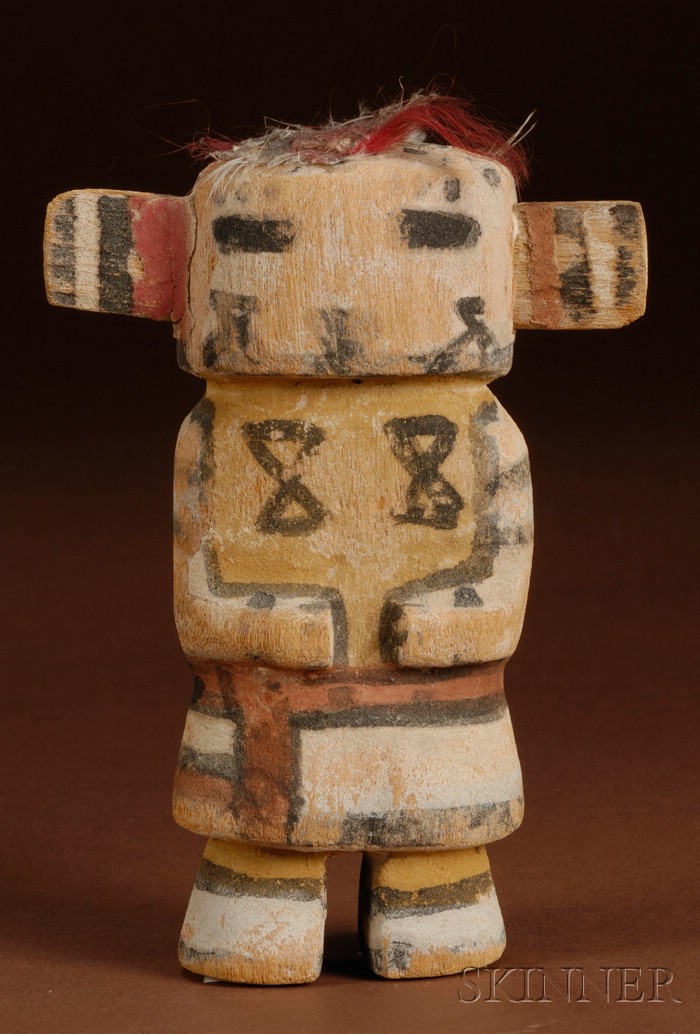 Appraisal: Southwest Polychrome Carved Wood Kachina Hopi with large case mask