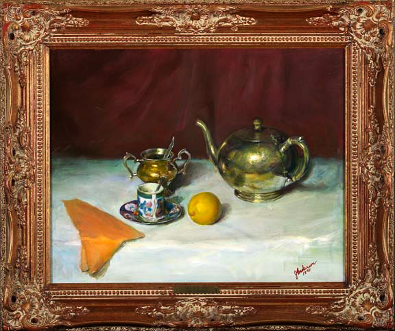 Appraisal: John Anderson American Contemporary Tea for One oil on masonite