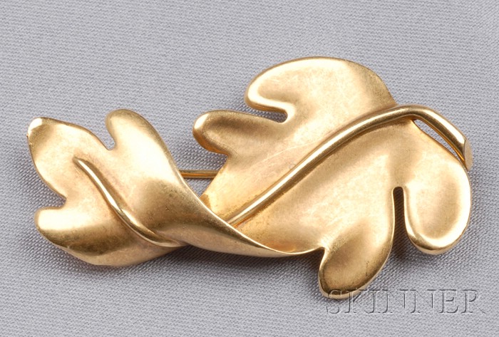 Appraisal: kt Gold Leaf Brooch Tiffany Co c dwt lg in