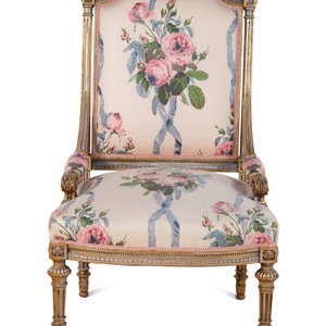 Appraisal: A Louis XVI Style Painted and Parcel Gilt Side Chair