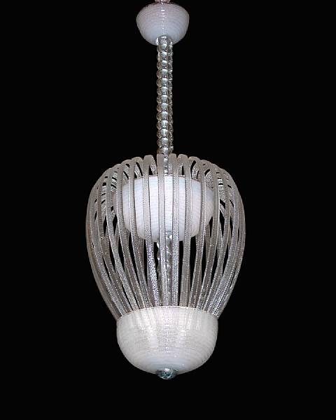 Appraisal: An unusual Murano Pulegoso glass chandelier circa The ribbed bowl