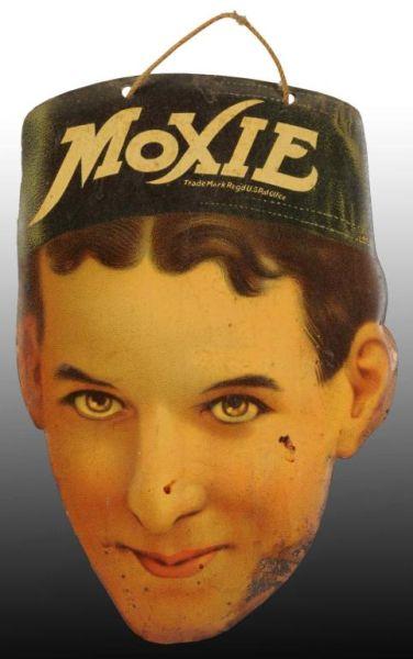 Appraisal: Embossed Tin Moxie Die-Cut Sign Description s Slightly darkened and