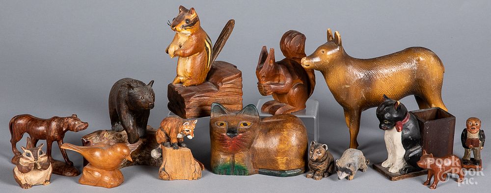 Appraisal: Collection of carved wood animals Collection of carved wood animals