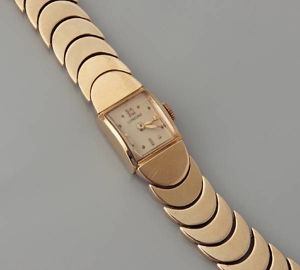 Appraisal: A k gold bracelet wristwatch Concord jewel movement g gross