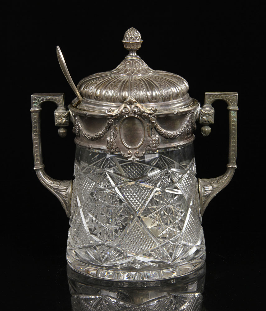 Appraisal: - th C Russian Silver and Crystal Punch Bowl th