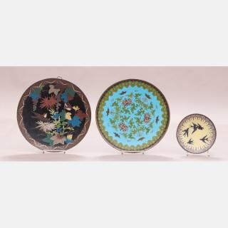 Appraisal: A Group of Three Chinese Cloisonn Plates th th Century