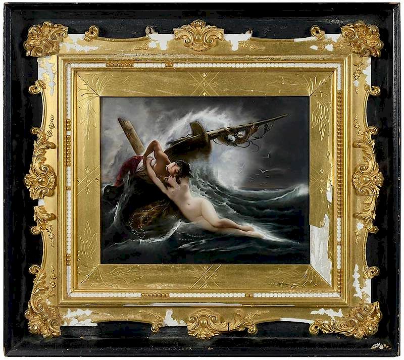 Appraisal: Fine Berlin K P M Porcelain Plaque Wellenkuss The Wave's