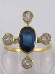 Appraisal: A yellow metal tests carat gold sapphire and old brilliant