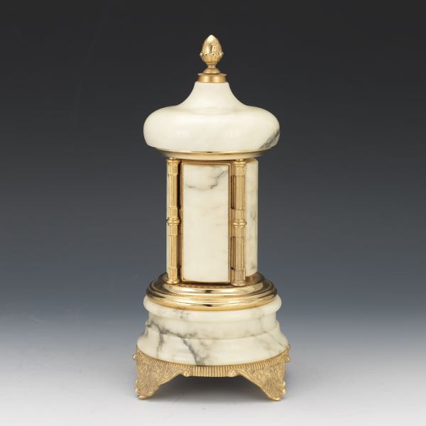 Appraisal: ITALIAN MUSIC BOX CIGARETTE CAROUSEL Acorn finial twists to reveal