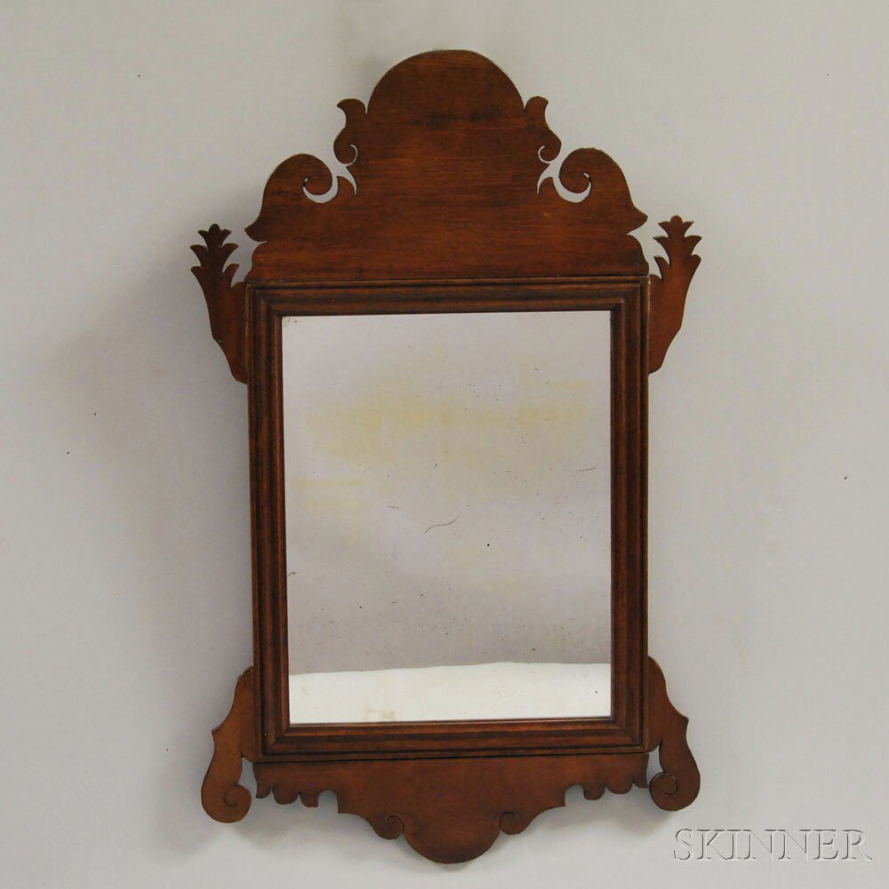 Appraisal: Small Chippendale Mahogany Scroll-frame Mirror th century ht wd in