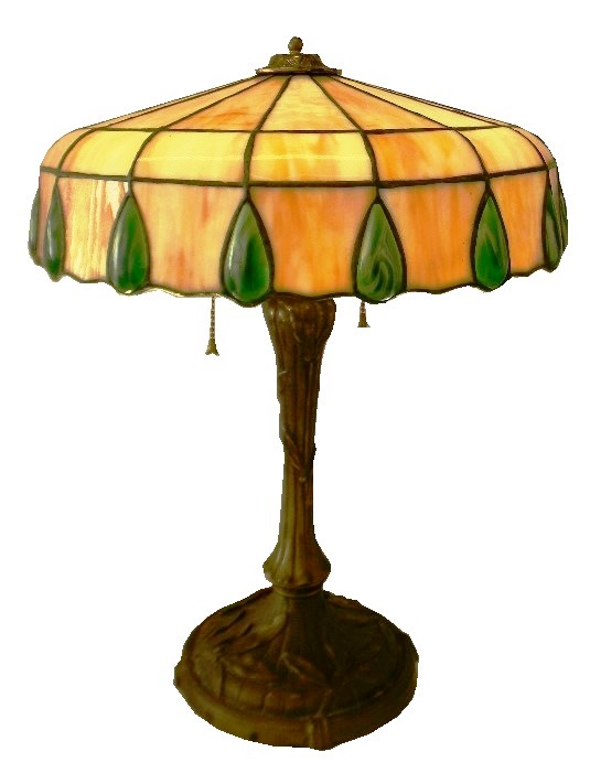 Appraisal: Unsigned table lamp c - peach colored slag glass shade