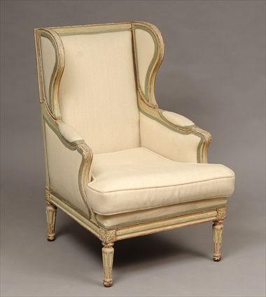 Appraisal: Louis XVI-Style Painted Wing-Back Bergere x x in