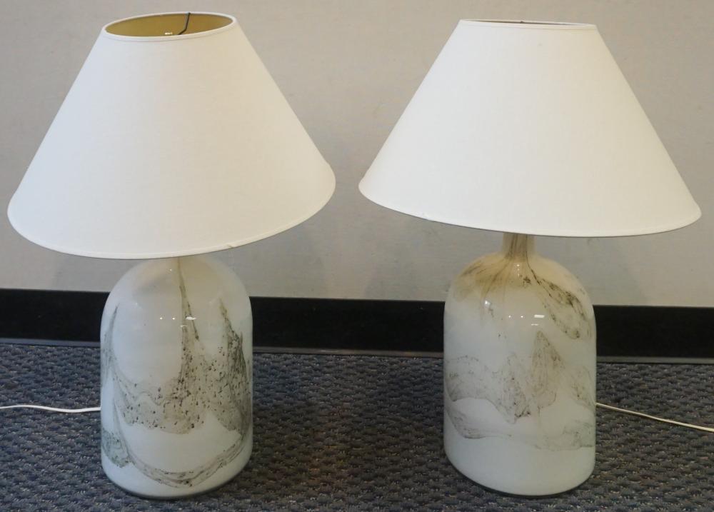 Appraisal: Pair Painted Glass Table Lamps H in cm