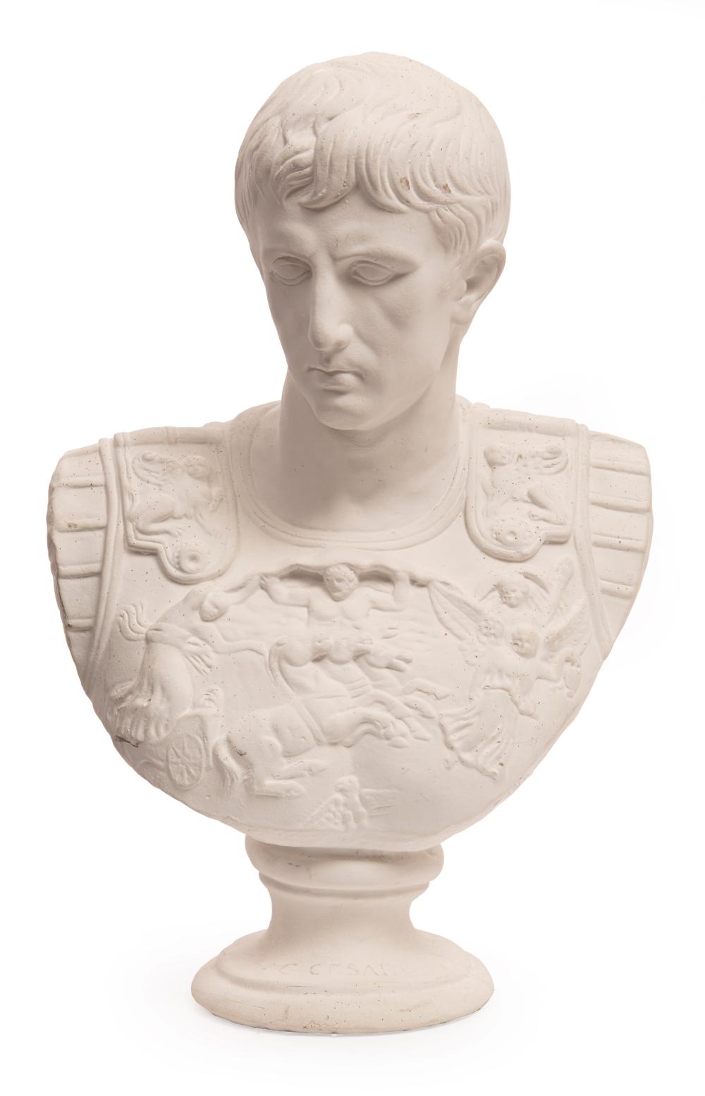 Appraisal: Italian Plaster Bust of Emperor Julius Caesar titled G Cesare